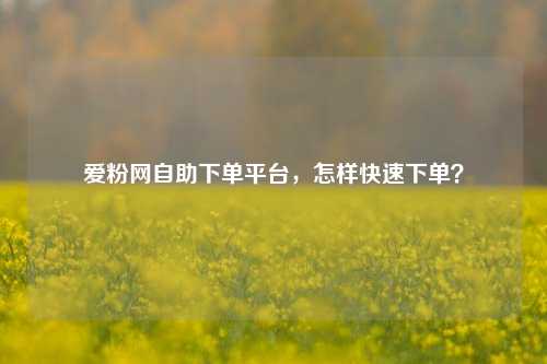 爱粉网自助下单平台，怎样快速下单？
