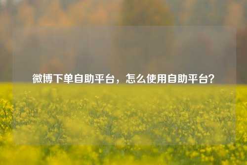 微博下单自助平台，怎么使用自助平台？